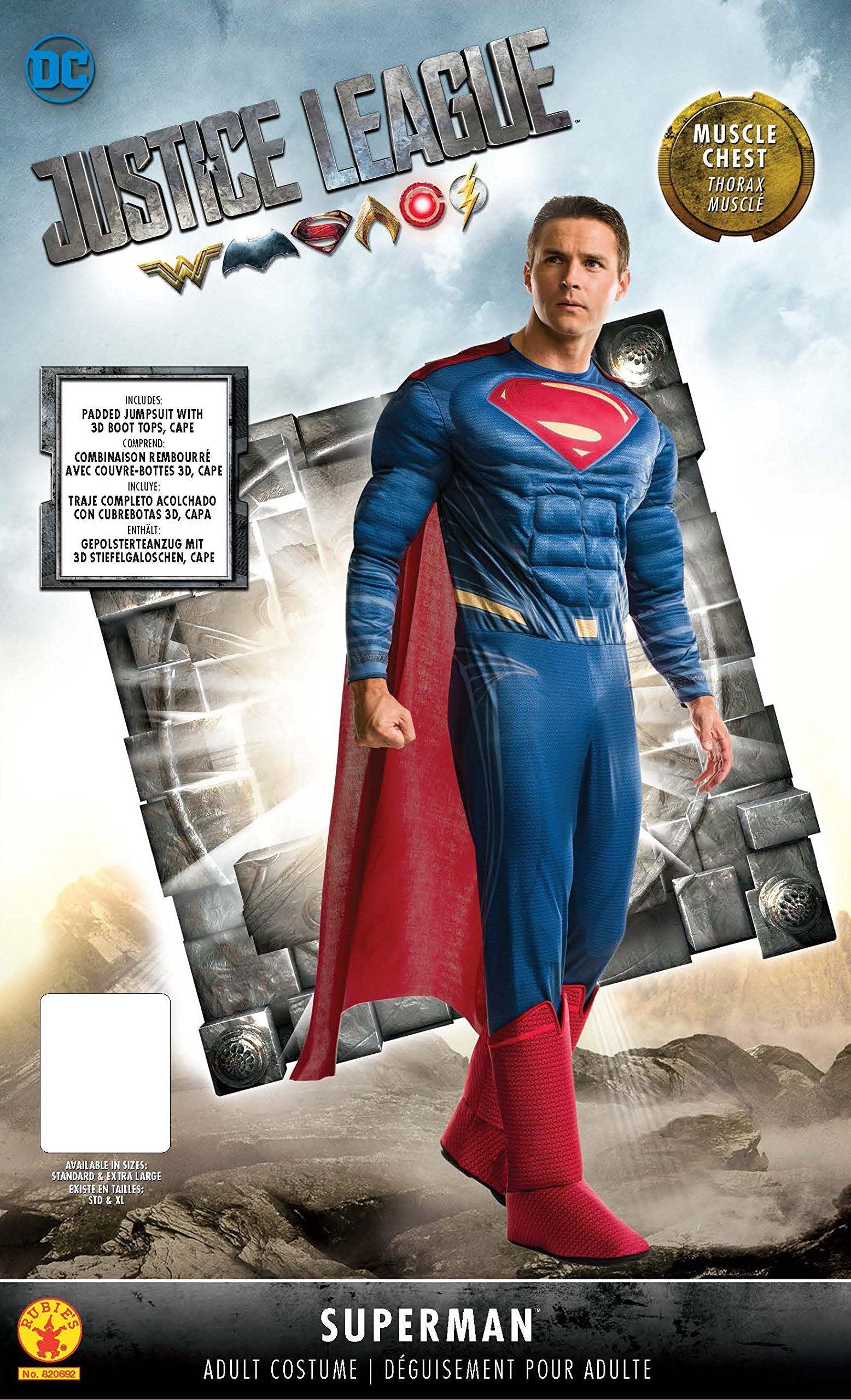 Rubie's Men's Dc Comics Deluxe Superman Adult Sized Costume, As Shown, Standard US - Law of Apparel